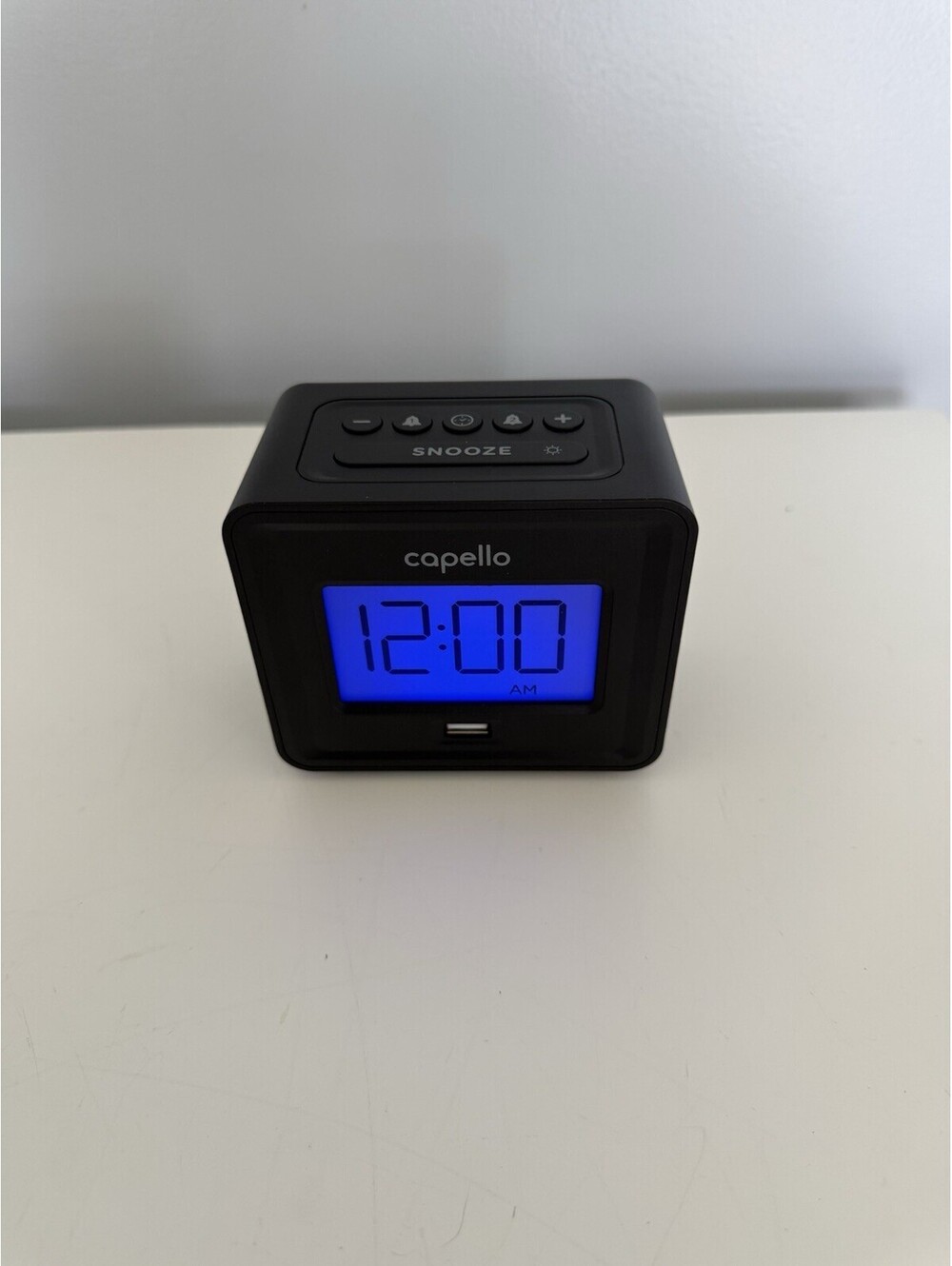 Capello Digital Alarm Clock CA-10 Toc Black W/USB Charging Port Dual Alarms EUC